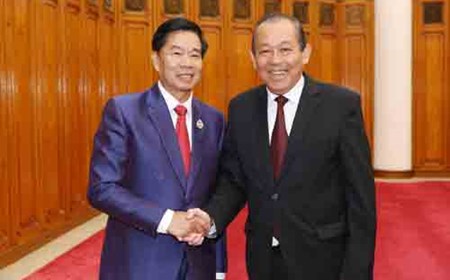 Phó Thủ tướng tiếp Bí thư, Đô trưởng Vientiane