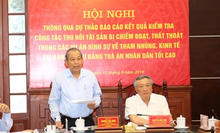 Công bố dự thảo kết quả kiểm tra việc thu hồi tài sản trong các vụ án tham nhũng tại TAND Tối cao