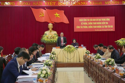 Trung ương kiểm tra công tác phòng chống tham nhũng tại Yên Bái - ảnh 1